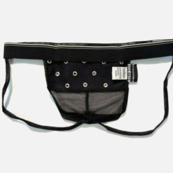 "NDS" Men's Pleather Net Jockstrap-Black (NDS-10100-BLK) Pleather Jockstrap - Picture 8 of 8